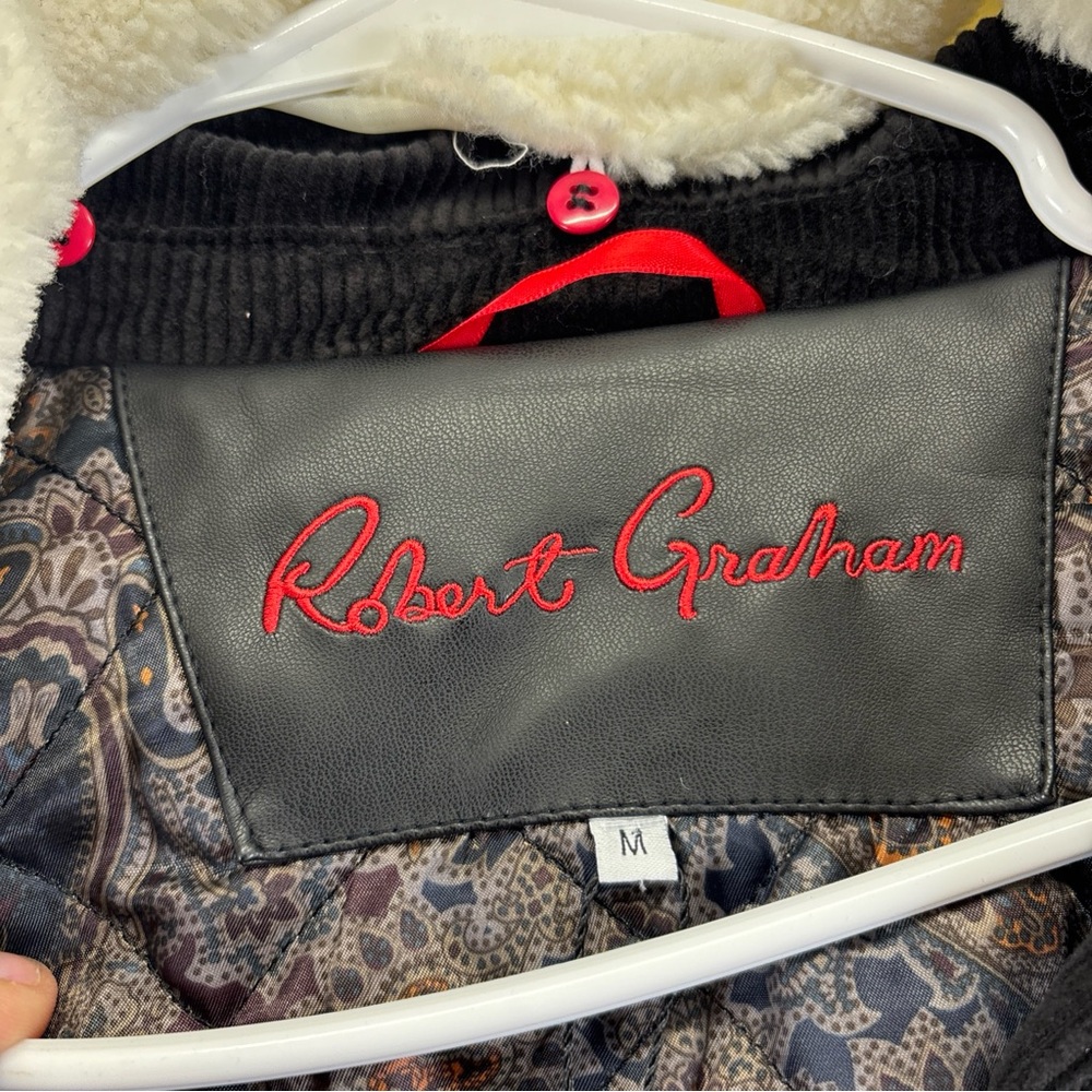 Robert Graham Black Corduroy barn Jacket with White Collar quilted - Picture 5 of 11